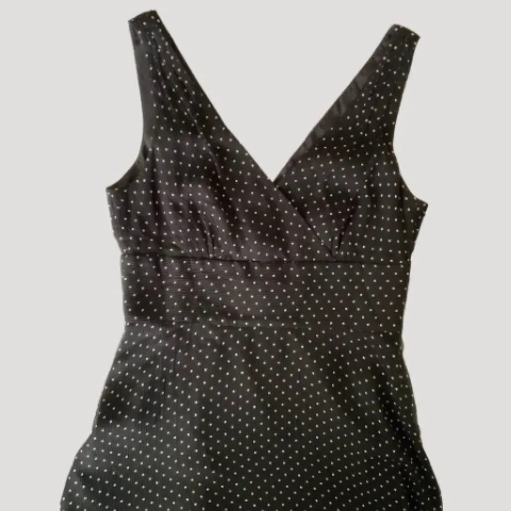 J. Crew Vintage Y2K Silk Chiffon Black Dot Empire Waist Dress Size 6 Babydoll